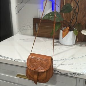 Vintage handmade leather Mexican bag